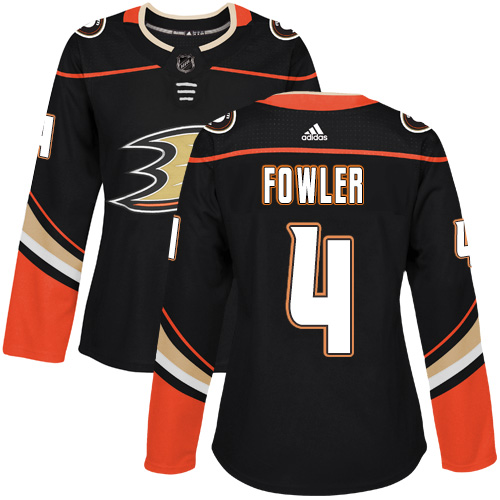 Adidas Anaheim Ducks 4 Cam Fowler Black Home Authentic Womens Stitched NHL Jersey